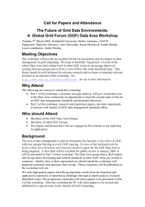 Call for Papers and Attendance The Future of Grid Data Environments: