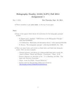 Holography  Duality  (8.821/8.871) Fall  2014 Assignment  1