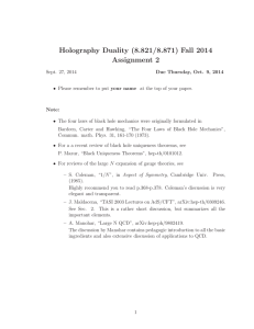 Holography Duality (8.821/8.871) Fall 2014 Assignment 2