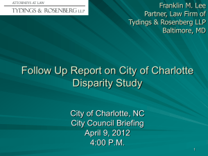 Follow Up Report on City of Charlotte Disparity Study City Council Briefing