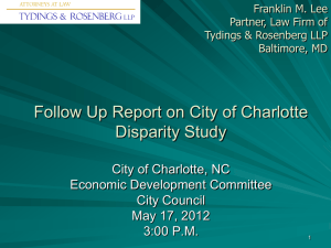 Follow Up Report on City of Charlotte Disparity Study Economic Development Committee