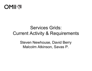 Services Grids: Current Activity &amp; Requirements Steven Newhouse, David Berry