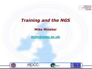 Training and the NGS Mike Mineter