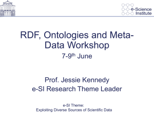 RDF, Ontologies and Meta- Data Workshop 7-9 June