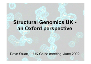 Structural Genomics UK - an Oxford perspective Dave Stuart, UK-China meeting, June 2002