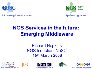 NGS Services in the future: Emerging Middleware Richard Hopkins NGS Induction, NeSC