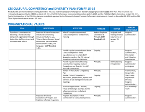 CSS CULTURAL COMPETENCY and DIVERSITY PLAN FOR FY 15-16