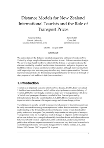 Distance Models for New Zealand International Tourists and the Role of