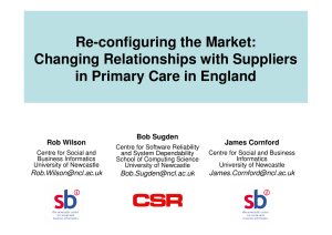 Re-configuring the Market: Changing Relationships with Suppliers in Primary Care in England