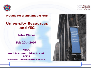 University Resources and fEC Models for a sustainable NGS Peter Clarke