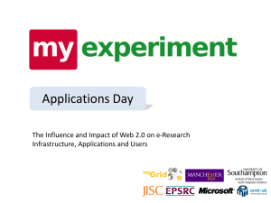 Applications Day The Influence and Impact of Web 2.0 on e-Research