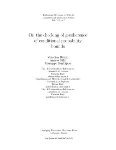 On the checking of g-coherence of conditional probability bounds Veronica Biazzo