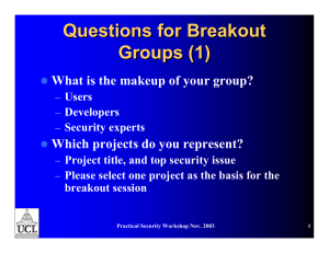 Questions for Breakout Groups (1) What is the makeup of your group?