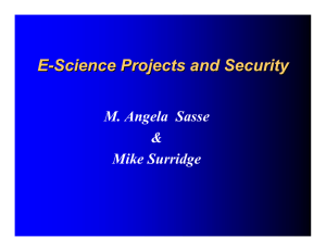 E - Science Projects and Security M. Angela  Sasse