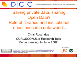 Saving private data, sharing Open Data? Role of libraries and institutional