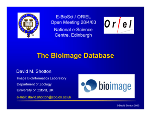 The BioImage Database E-BioSci / ORIEL