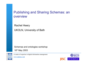 Publishing and Sharing Schemas: an overview Rachel Heery UKOLN, University of Bath