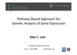 Pathway‐Based Approach for  Genetic Analysis of Gene Expression Alex C. Lam GeneSys inaugural meeting