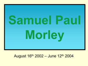 Samuel Paul Morley – June 12 August 16