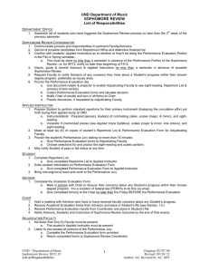 UND Department of Music SOPHOMORE REVIEW List of Responsibilities D