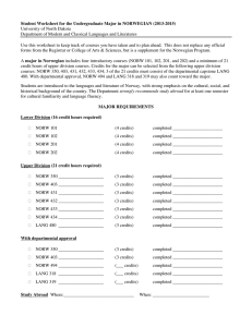 Student Worksheet for the Undergraduate Major in NORWEGIAN (2013-2015)