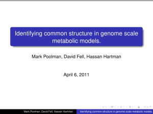 Identifying common structure in genome scale metabolic models. April 6, 2011
