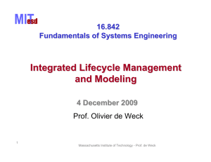 Integrated Lifecycle Management and Modeling Prof. Olivier de Weck