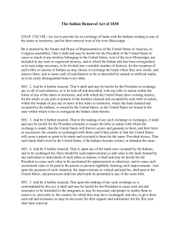 Indian removal act essay