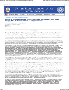 Remarks by Ambassador Susan E. Rice, U.S. Permanent Representative to... Nations, at the UN Permanent Forum on Indigenous Issues
