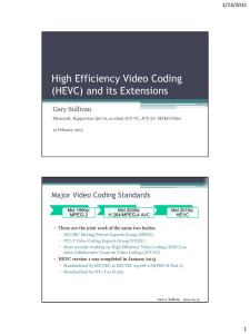 High Efficiency Video Coding (HEVC) and its Extensions Major Video Coding Standards
