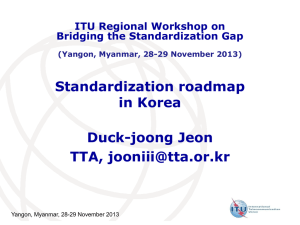 Standardization roadmap in Korea Duck-joong Jeon TTA,