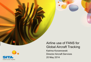 Airline use of FANS for Global Aircraft Tracking Katrina Korzenowski Director Aircraft Services