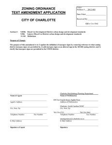 ZONING ORDINANCE TEXT AMENDMENT APPLICATION  CITY OF CHARLOTTE