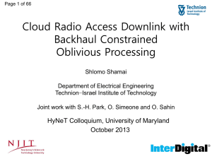 Cloud Radio Access Downlink with Backhaul Constrained Oblivious Processing
