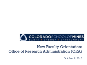 New Faculty Orientation: Office of Research Administration (ORA)  October 2, 2015