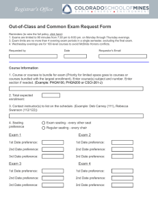 Registrar's Office Out-of-Class and Common Exam Request Form