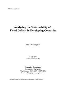 Analysing the Sustainability of Fiscal Deficits in Developing Countries 30 July 1996