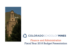 Finance and Administration Fiscal Year 2016 Budget Presentation