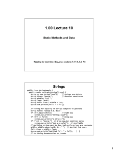 1.00 Lecture 10 Strings Static Methods and Data