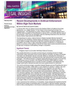 Recent Developments in Antitrust Enforcement Within High-Tech Markets