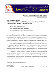 Short Research Report: Experiential and Didactic College Programs