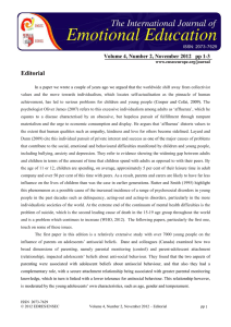 Editorial Volume 4, Number 2, November 2012   pp 1-3
