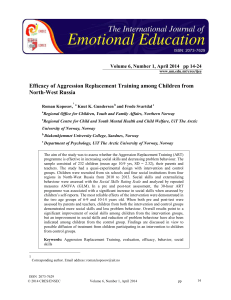 Efficacy of Aggression Replacement Training among Children from North-West Russia