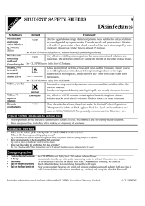 Disinfectants 9 STUDENT SAFETY SHEETS