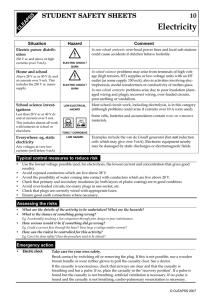 s Electricity 10 STUDENT SAFETY SHEETS