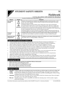 Fieldwork  75 STUDENT SAFETY SHEETS