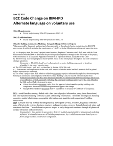 BCC Code Change on BIM‐IPD  Alternate language on voluntary use  June 27, 2011 