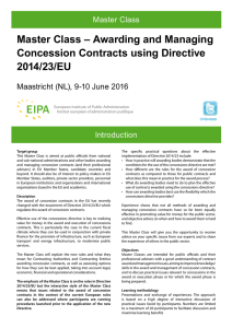Master Class – Awarding and Managing Concession Contracts using Directive 2014/23/EU Master Class