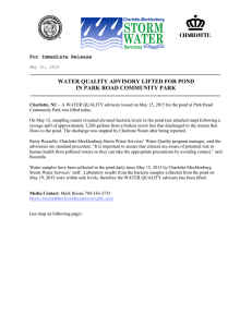 WATER QUALITY ADVISORY LIFTED FOR POND IN PARK ROAD COMMUNITY PARK
