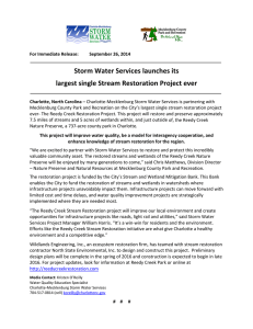   Storm Water Services launches its   largest single Stream Restoration Project ever 